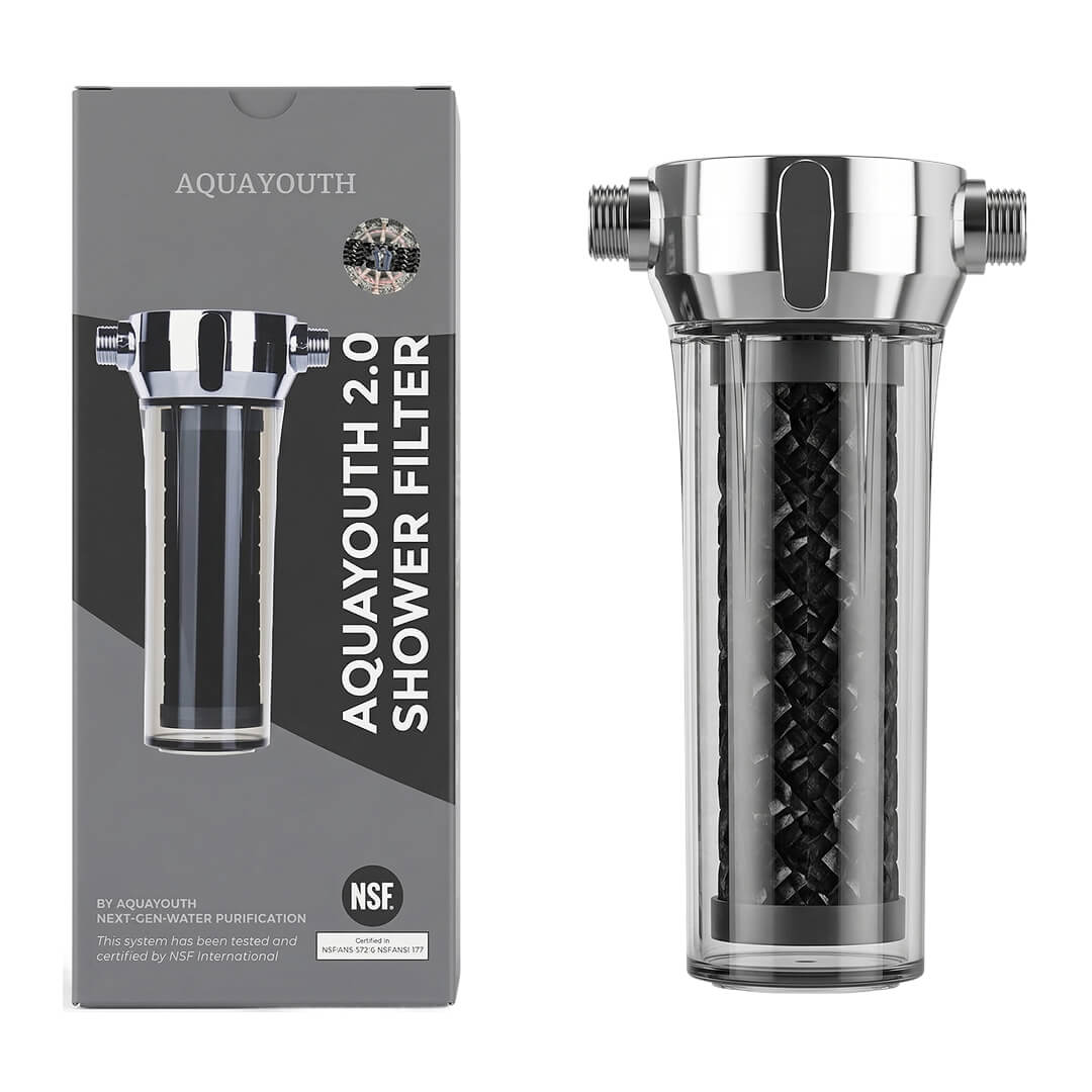 AquaYouth 2.0 NSF certified shower filter — best budget chlorine shower filter for hard water with coconut shell carbon